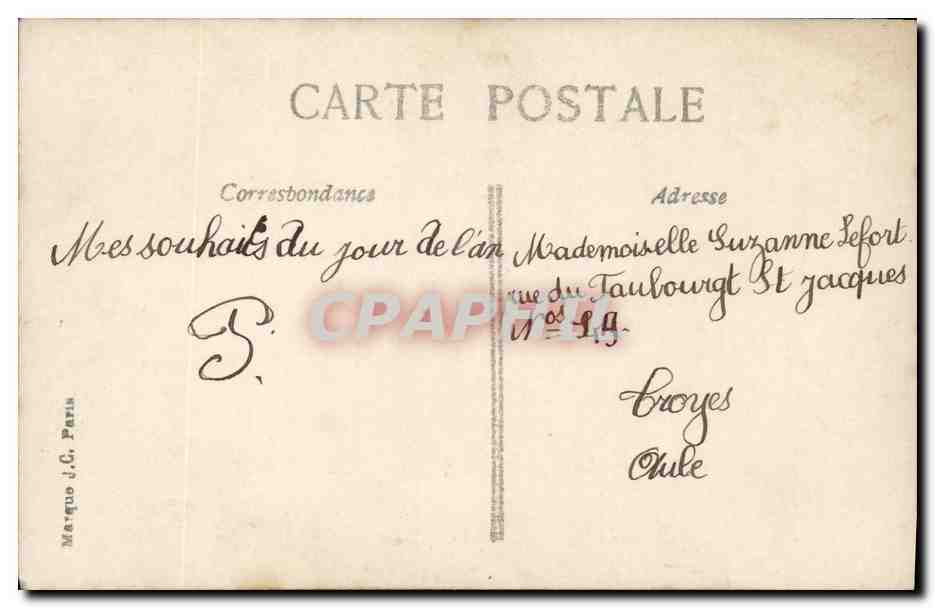 Postier à côté d'un boîte aux lettres — Paris — J.C. Paris — Verso
