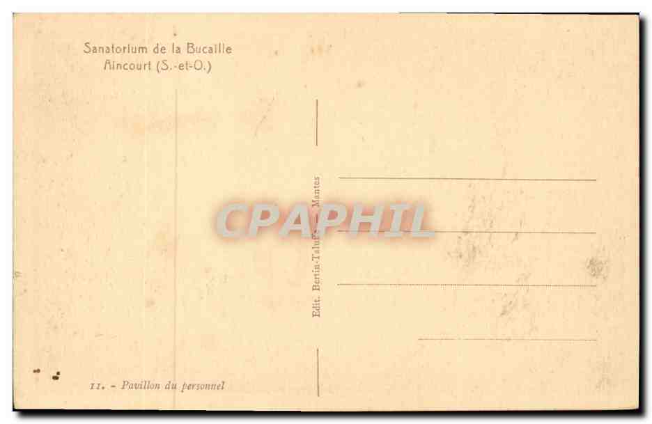 CPA SAnatorium de la Bucaille Aincourt Pavillon du personnel — Rückseite
