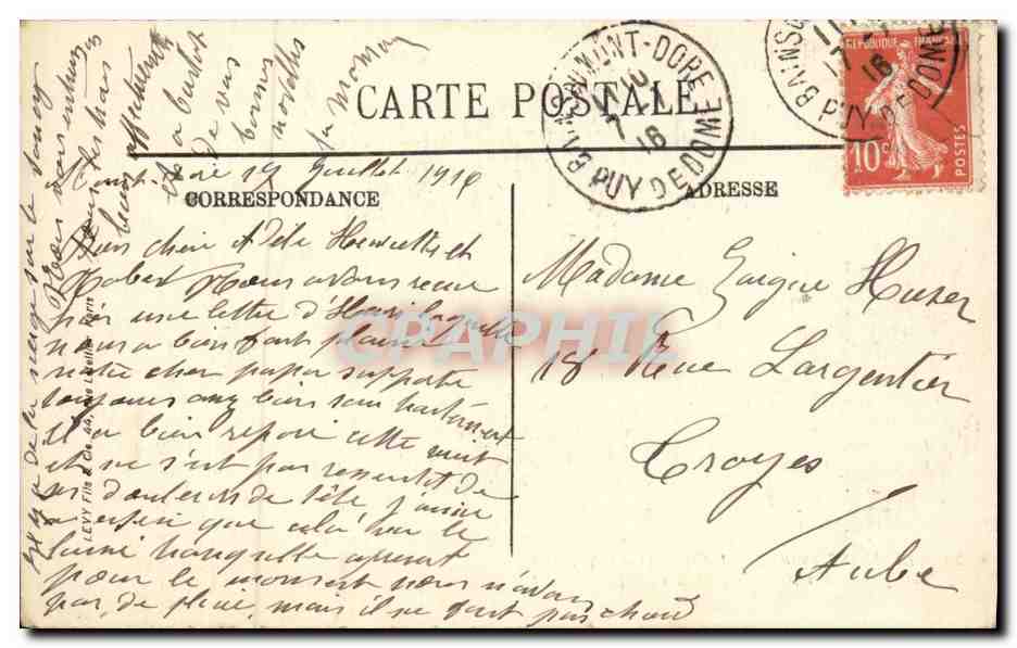 Le Mont-Dore — L'Établissement Thermal. Les Bains de pieds des Hommes — LL. — Verso