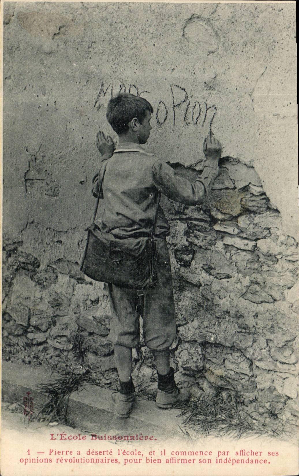 CPA Ecole buissonniere Piere a deserte l'ecole (enfant)
