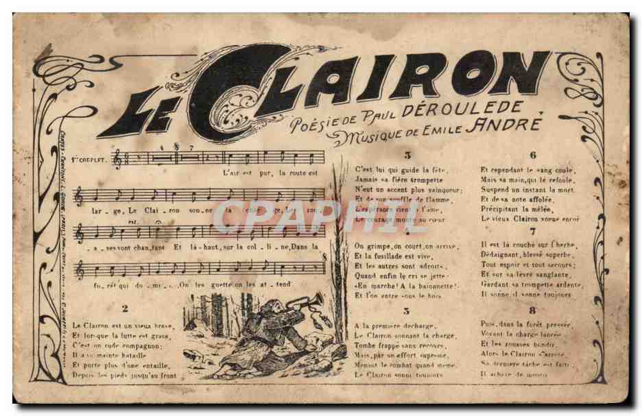 CPA Le clairon Poesie de Paul Deroulede Musique de Emile Andre (cor trompette trumpet)