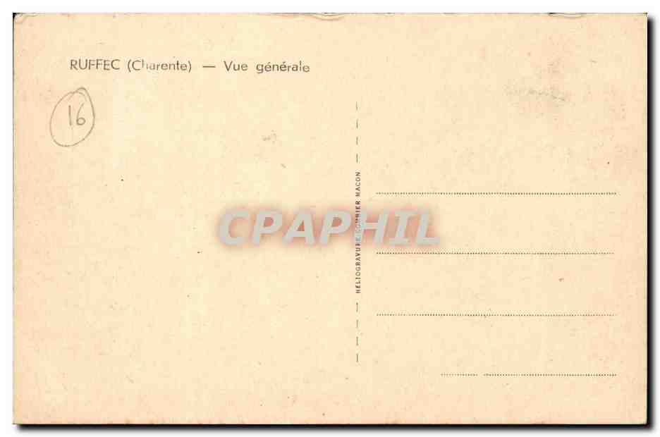 Ruffec (Charente) — Vue générale — Héliogravure J. Macon — Reverso