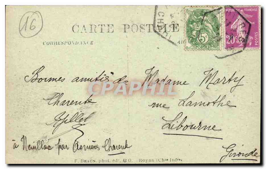 Angoulême — Viertel des 52. Artillerie-Regiments — F. Braun, Foto. Verlag G.O. Royan — Rückseite