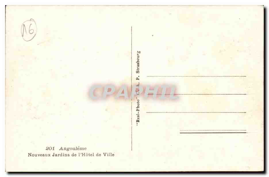 Angouleme CPA Nouveaux jardins de l'hotel de ville — Rückseite