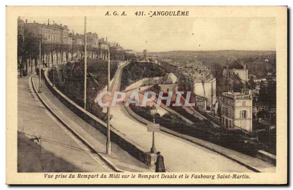 Angoulême — Vue prise du Rempart du Midi sur le Rempart Desaix et le Faubourg Saint-Martin — A.G.A. 431