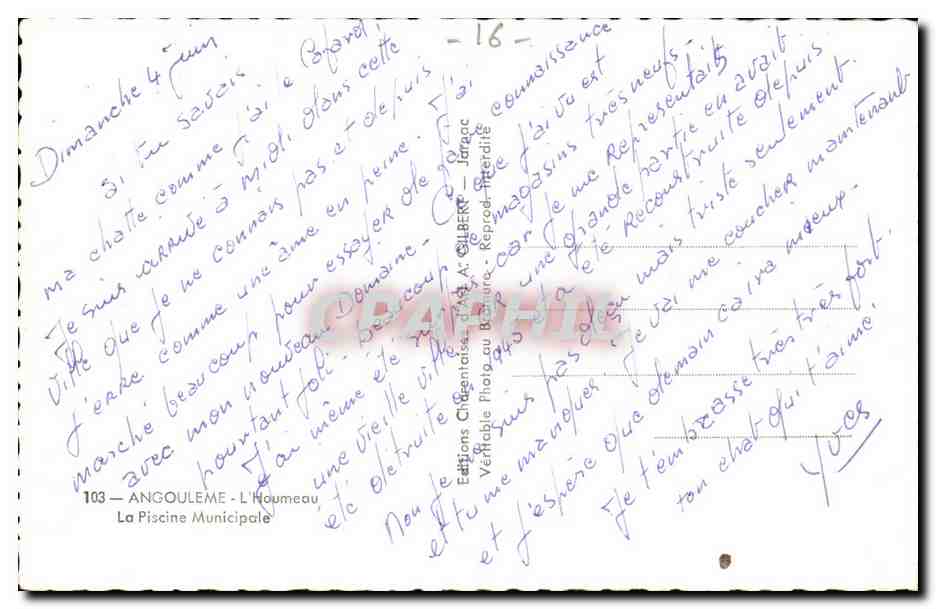 La Piscine Municipale — Angoulême — Éditions Chorématiques, n°103 — Verso