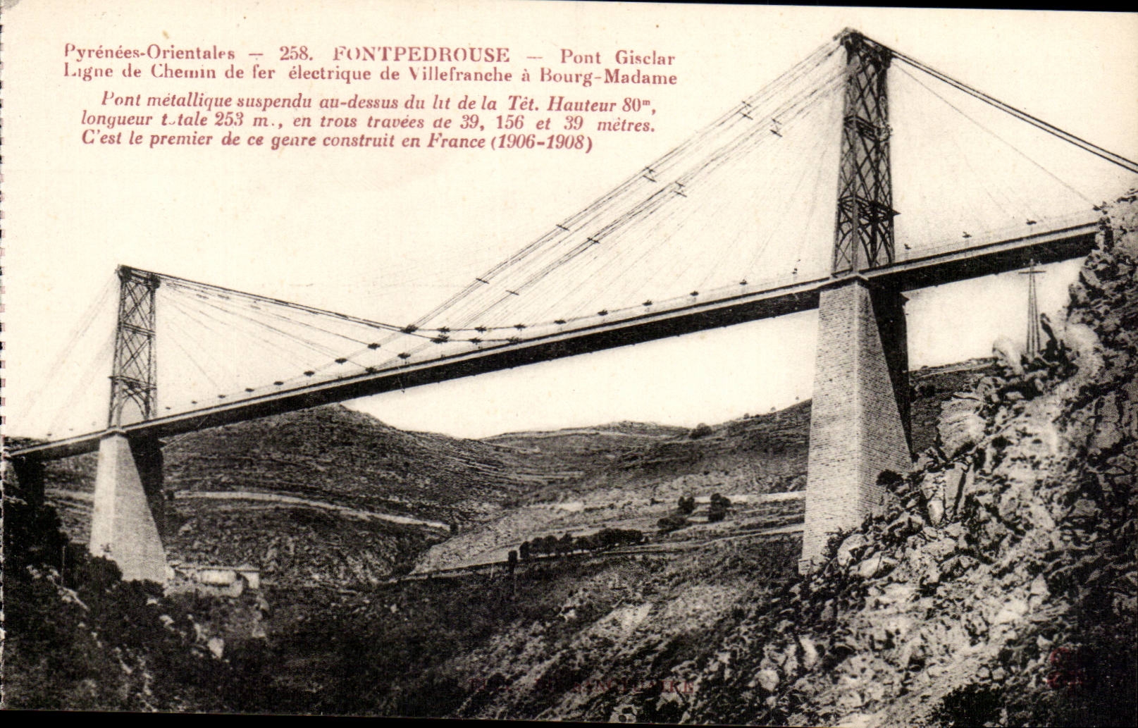 Fontpedrouse - Pont Gisclar - Line de Chemin de Fer electrique de Vilefranche a Bour Madame - CPA 