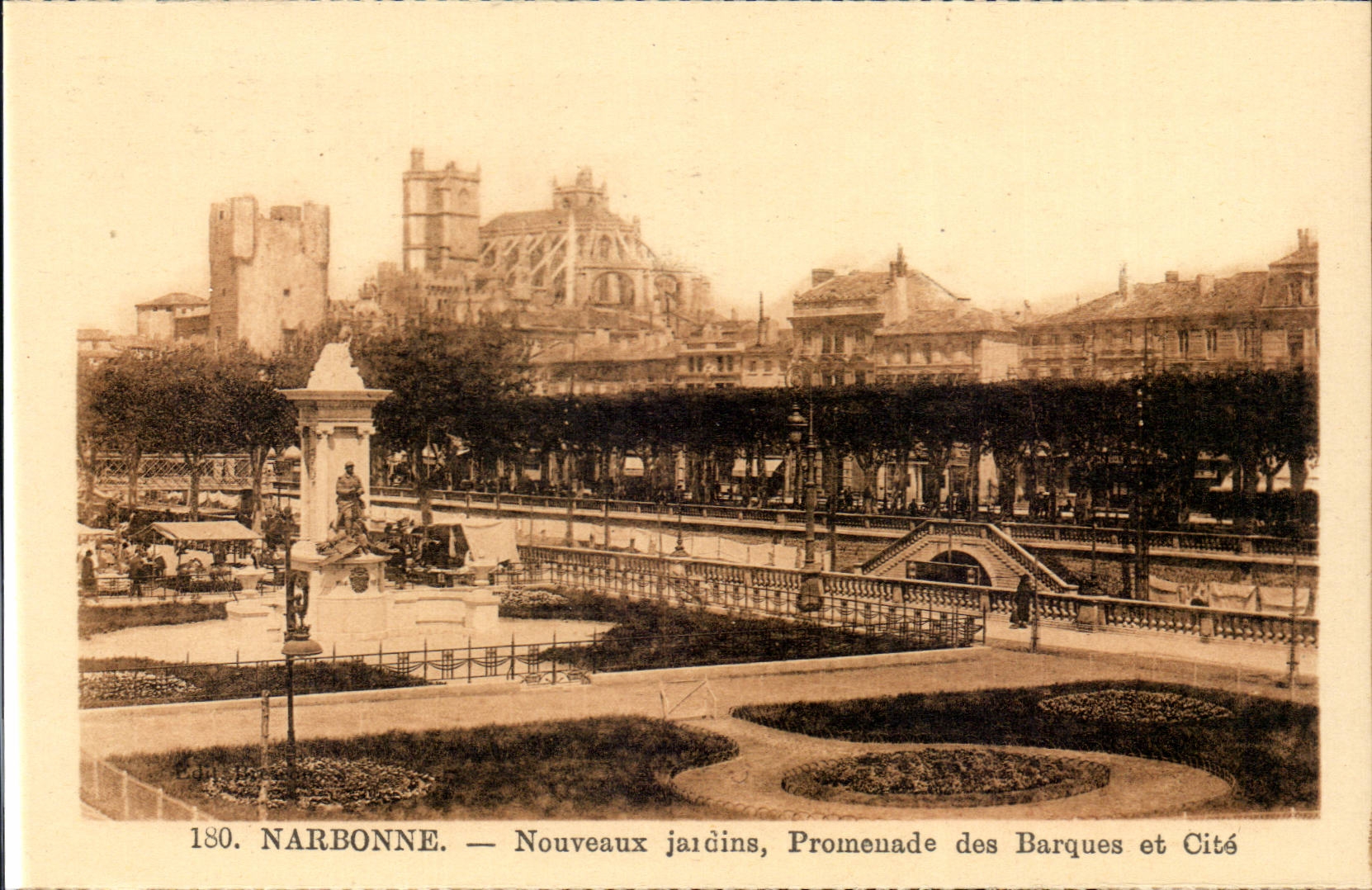 Narbonne - Nouveaux Jardins - Promenade des barques et Cite - CPA 