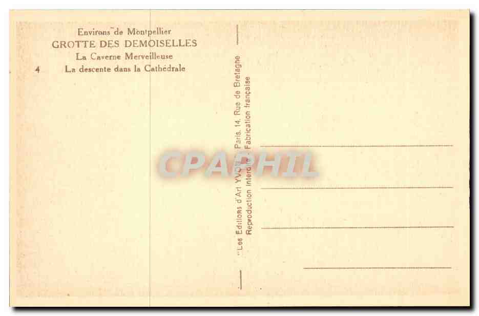 Montpellier - Environs - Grotte des Demoiselles - La Caverne Merveilleuse - La descente dans le Cathedrale - CPA  — Back