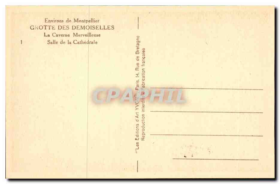 Montpellier - Environs - Grotte des Demoiselles - La Caverne Merveilleuse - Salle de la Cathedrale - CPA  — Back