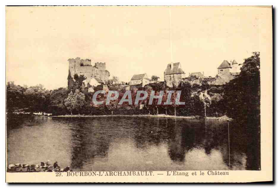 Bourbon - l'Archambault - L'Etang et le Chateau CPA 