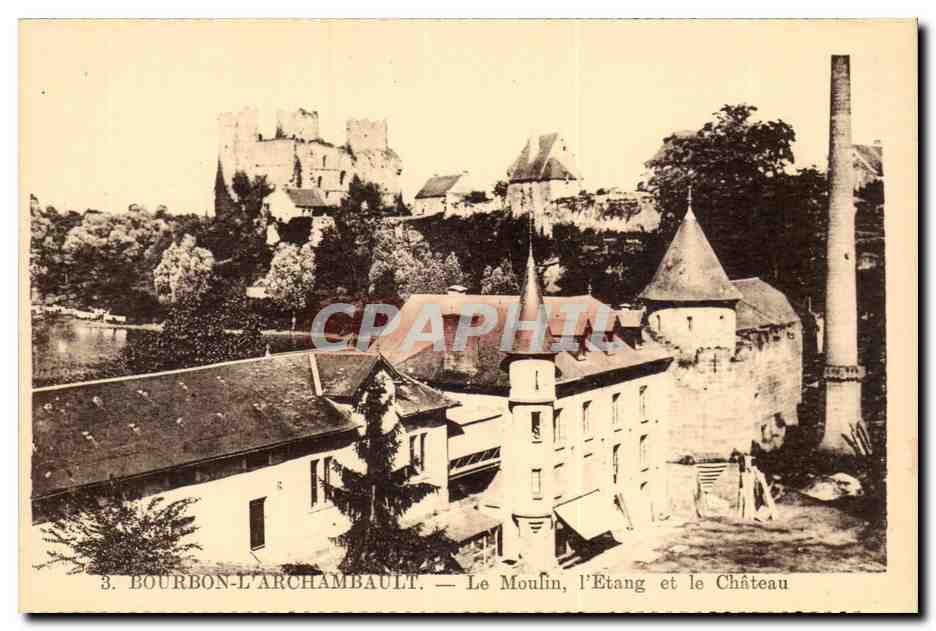 Bourbon - Le Moulin L'Etang et Le Chateau - Windmill - CPA 