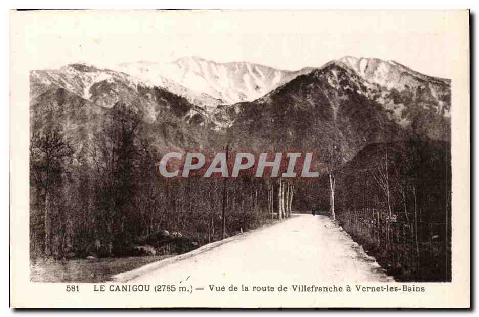 Vernet les Bains - Le Canigou - Vue de la route Villefranche et Vernet les bains - CPA 
