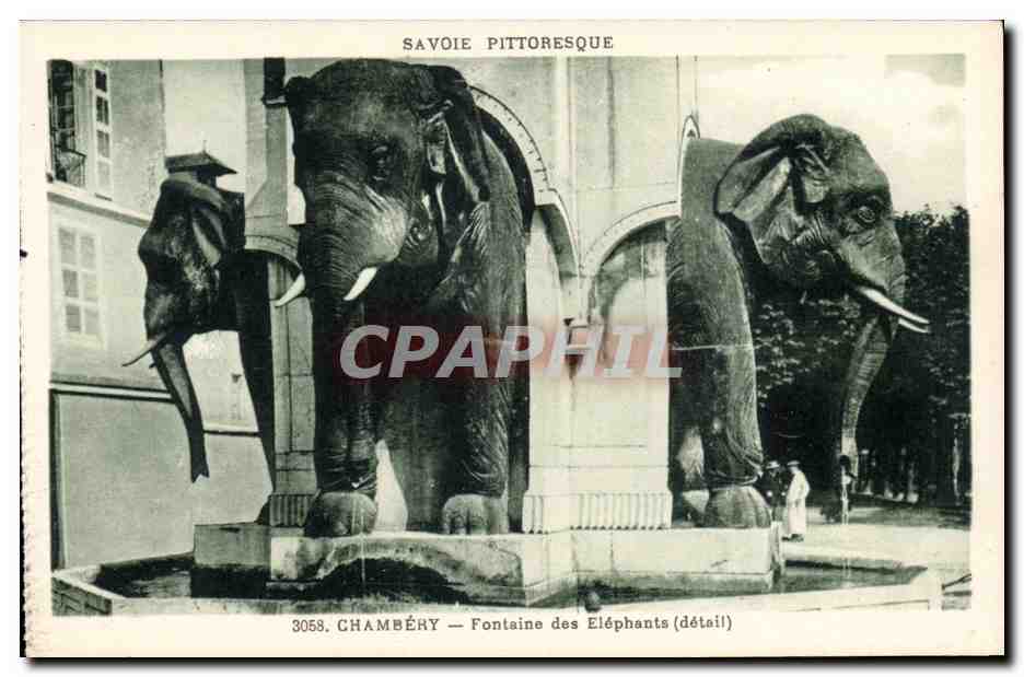 Chambery - Fontaine des Elephants - CPA 