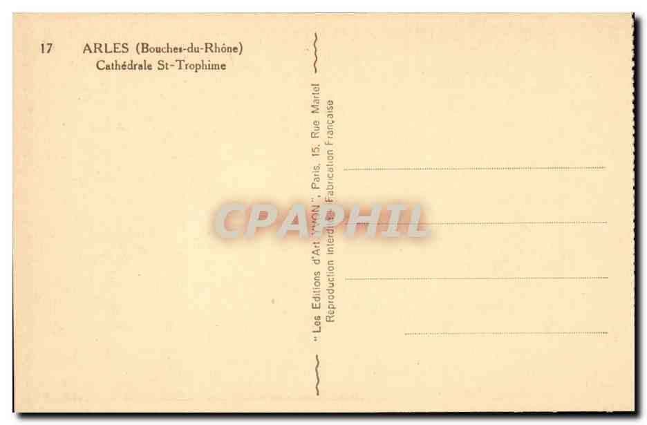 Arles - Cathedrale St Trophisme - CPA  — Rückseite