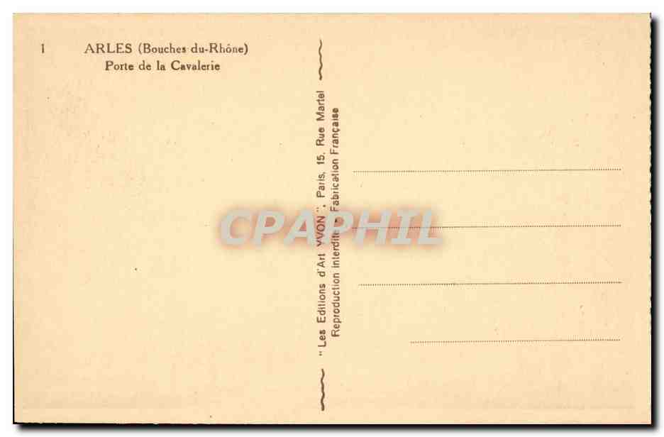 Arles - Porte de la Cavalerie - CPA  — Rückseite