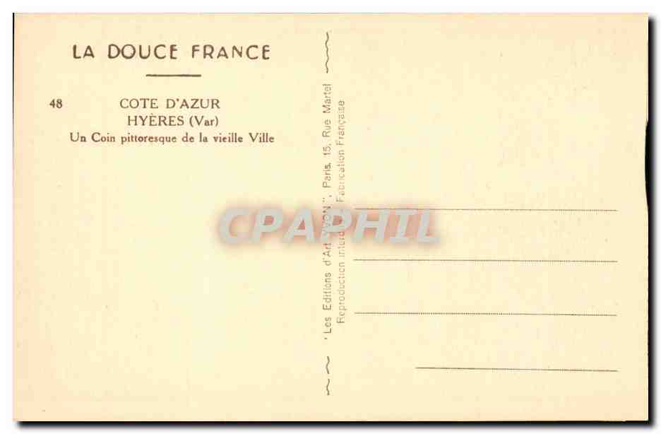Hyères (Var) — Un Coin pittoresque de la vieille Ville — Les Éditions d'Art Sirey, Paris — Reverso