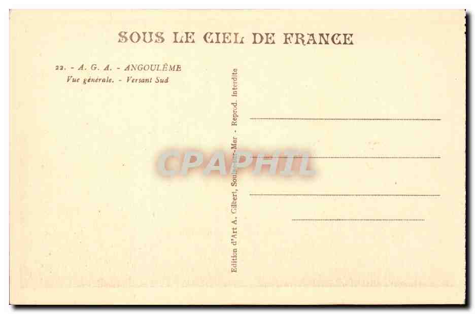 Angouleme CPA Vue generale Versant Sud — Rückseite
