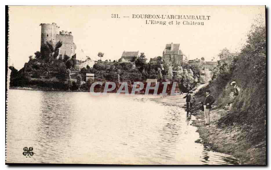 Bourbon l'Archambault CPA L'etang et le chateau Pecheurs