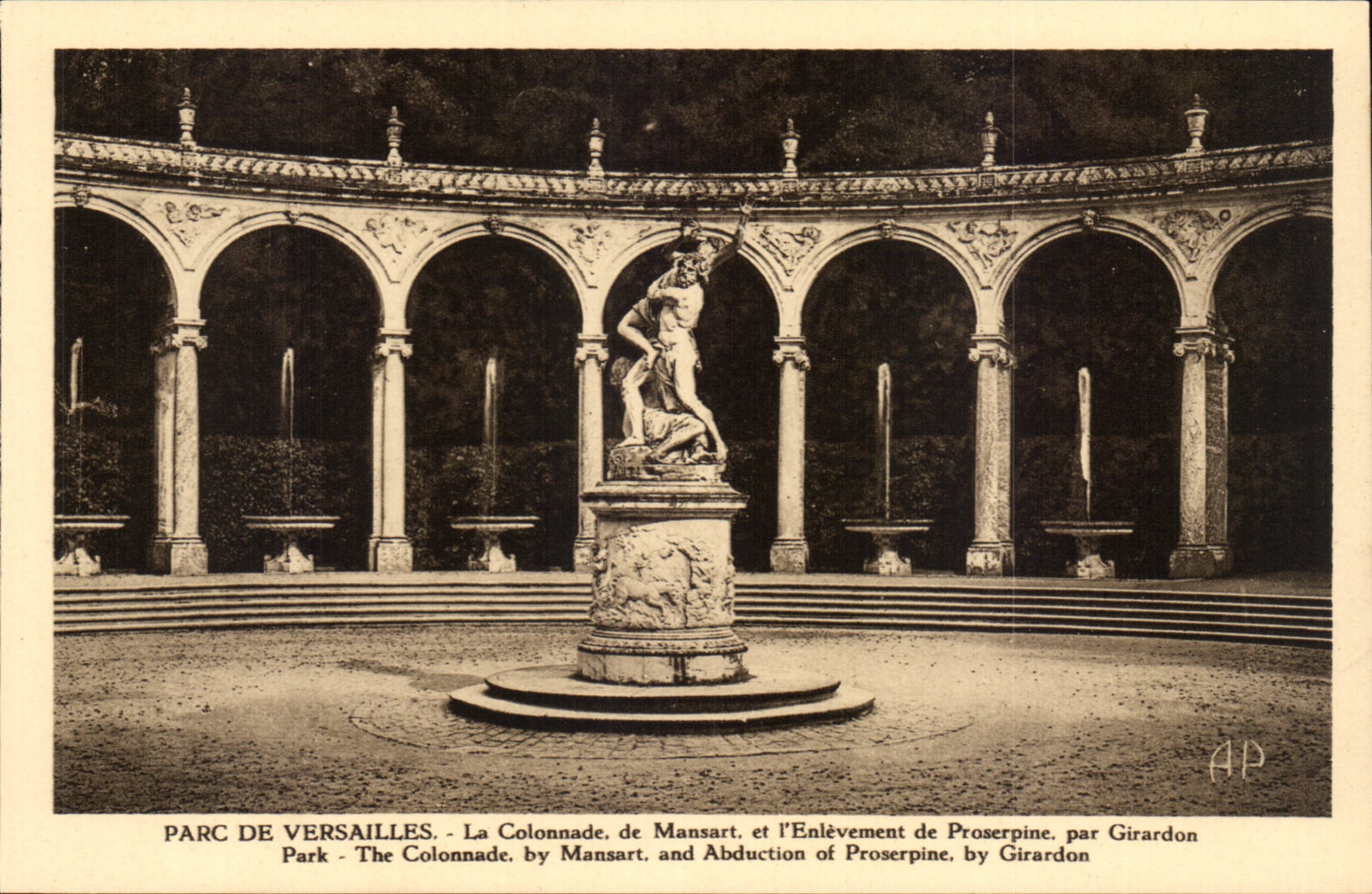 Versailles - Parc de Versailles - La Colonnade de Mansart -et l'Enlevement de Proserpine CPA 
