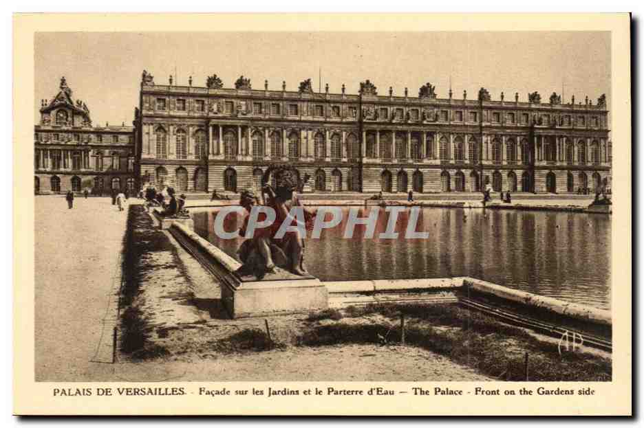 Palais de Versailles — Façade sur les Jardins et le Parterre d'Eau — Éditeur E. Papeghin, Paris