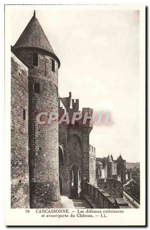 Carcassonne — Les défenses extérieures et avant-porte du Château — L.L. — n°18