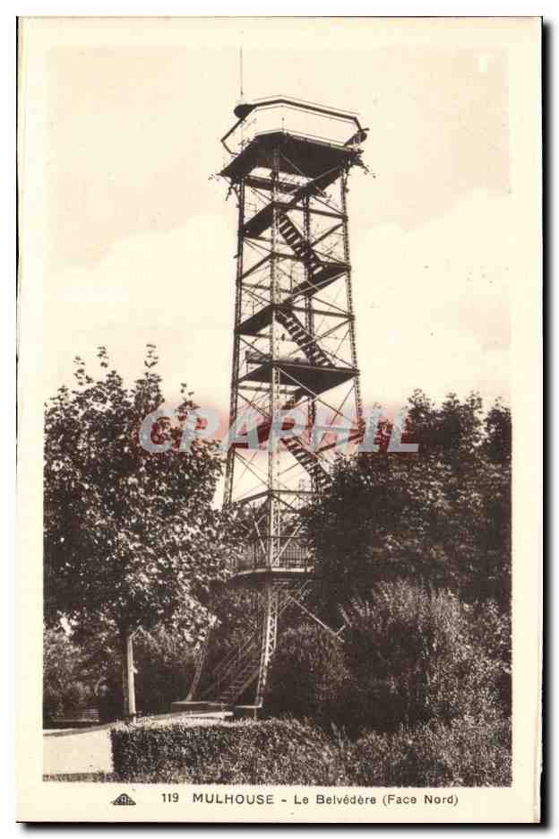 Mulhouse - Le Belvédère (Face Nord) — tour métallique avec escalier extérieur — série 119