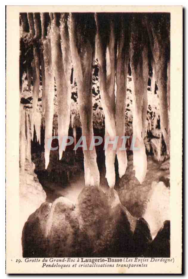 Grotte du Grand-Roc à Laugerie-Basse — Pendeloques et cristallisations transparentes — Imp. François, Linyecois