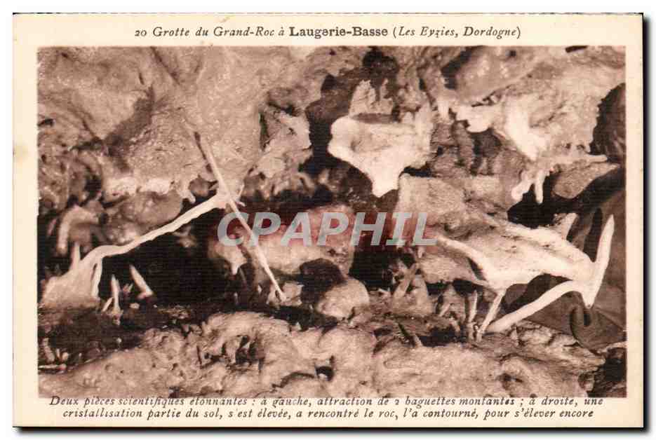 Grotte du Grand-Roc à Laugerie-Basse (Les Eyries, Dordogne) — deux pièces stalactitiques — Imprimerie Limoges