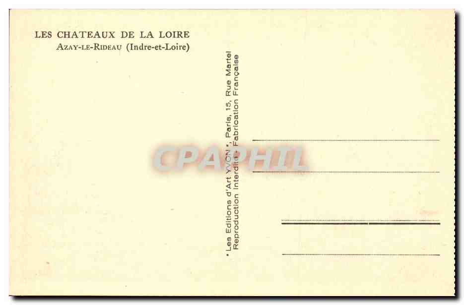 Azay le Rideau - Le chateau CPA  — Rückseite