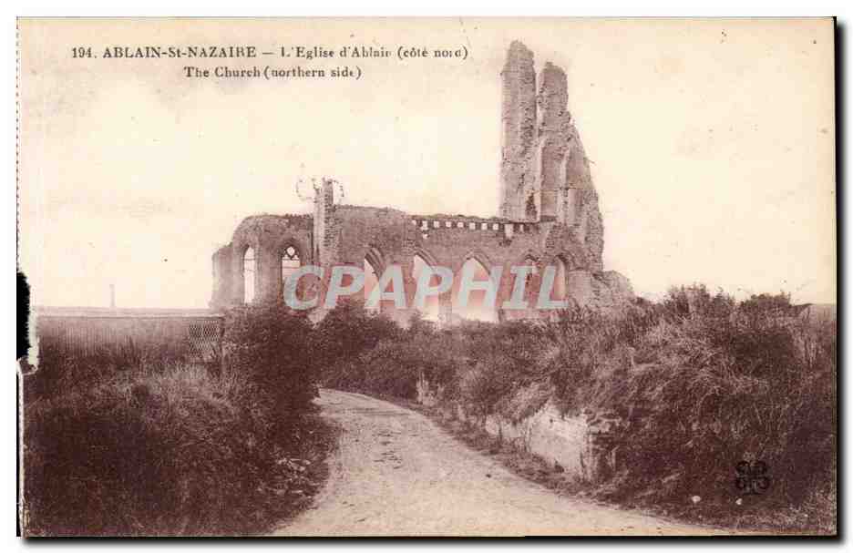 Ablain-Saint-Nazaire — Ruines de l'église (côté nord) — Imprimé Illustré