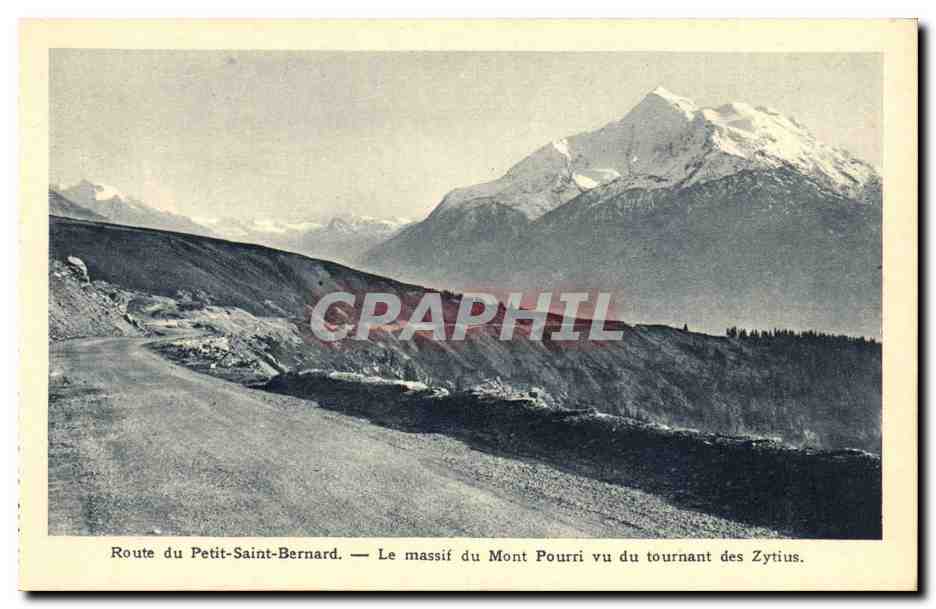 Route du Petit Saint Bernard CPA Le massif du Mont Pourri vu du tournant des Zytius