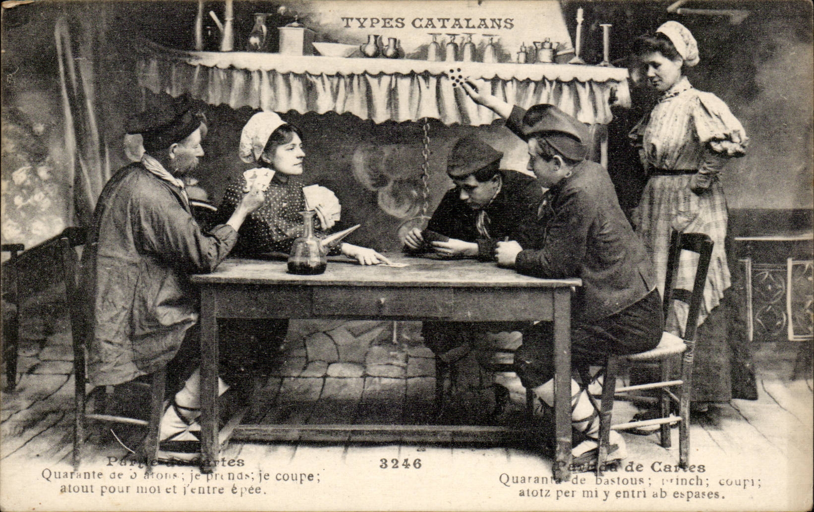 Types CAtalans CPA Partie de cartes (folklore costumes)