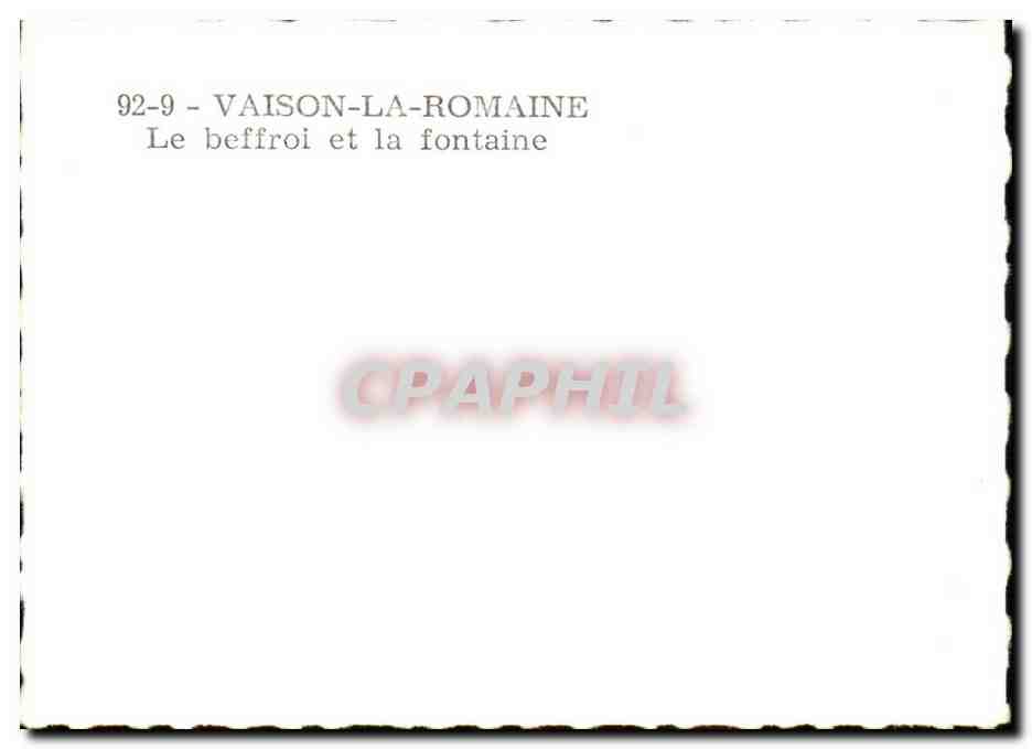 Vaison-la-Romaine — Le beffroi et la fontaine — CPAPHIL 92-9 — Verso