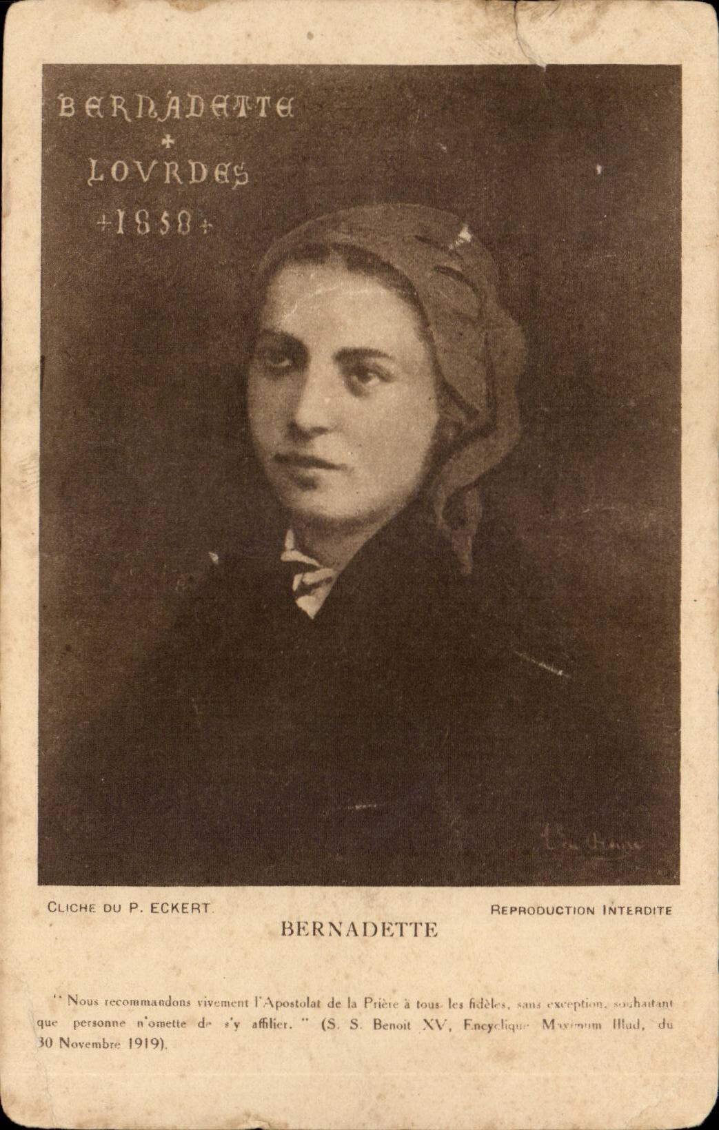 Bernadette Soubirous — Portrait — Cliché du P. Eckert, 1858