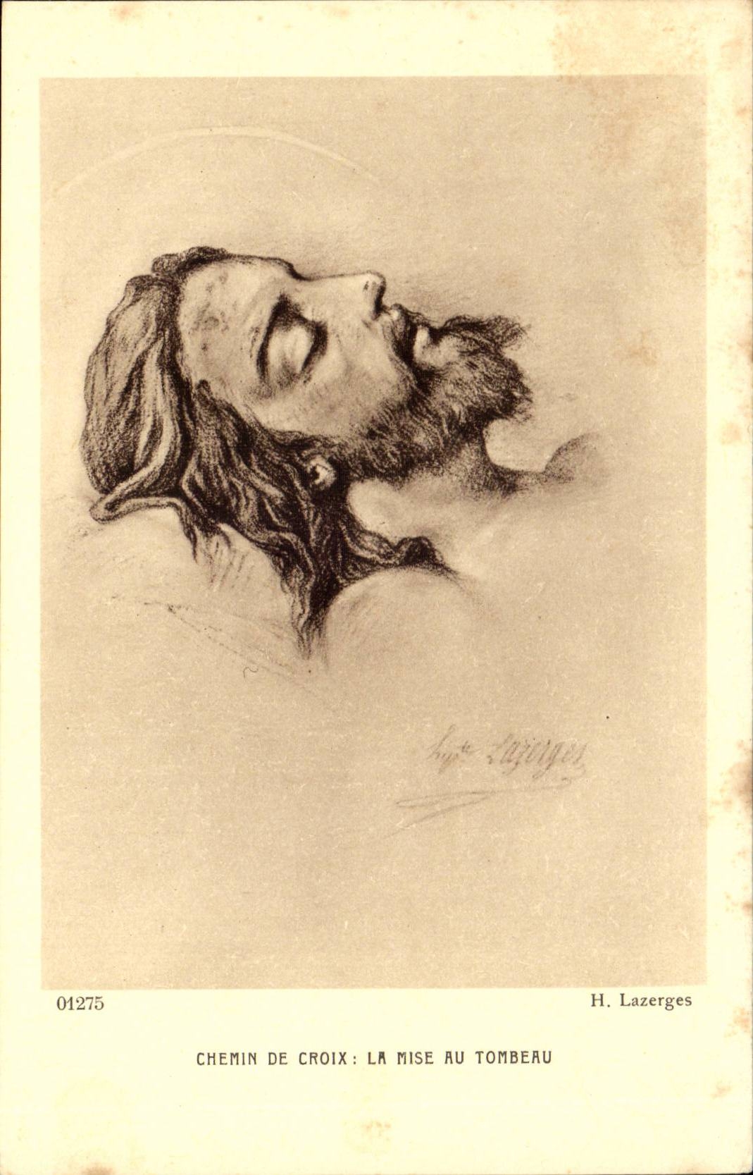 CPA Chemin de Croix Christ La mise au tombeau