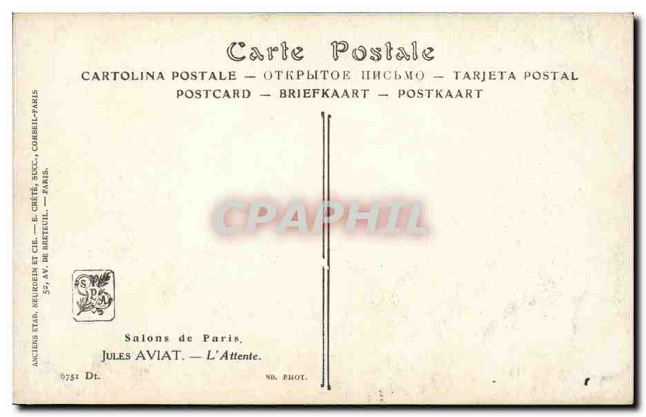 CPA Salons de Paris Jules Aviat l'attente — Rückseite