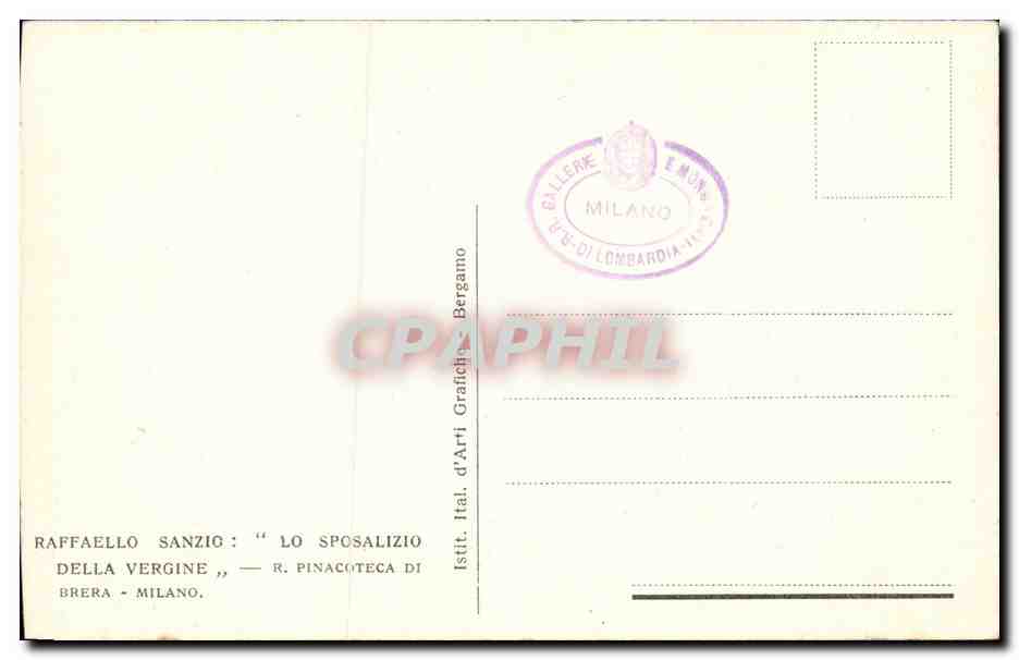 CPA Raffaello Sanzio Lo Sposalizio Della Vergine Milano — Verso