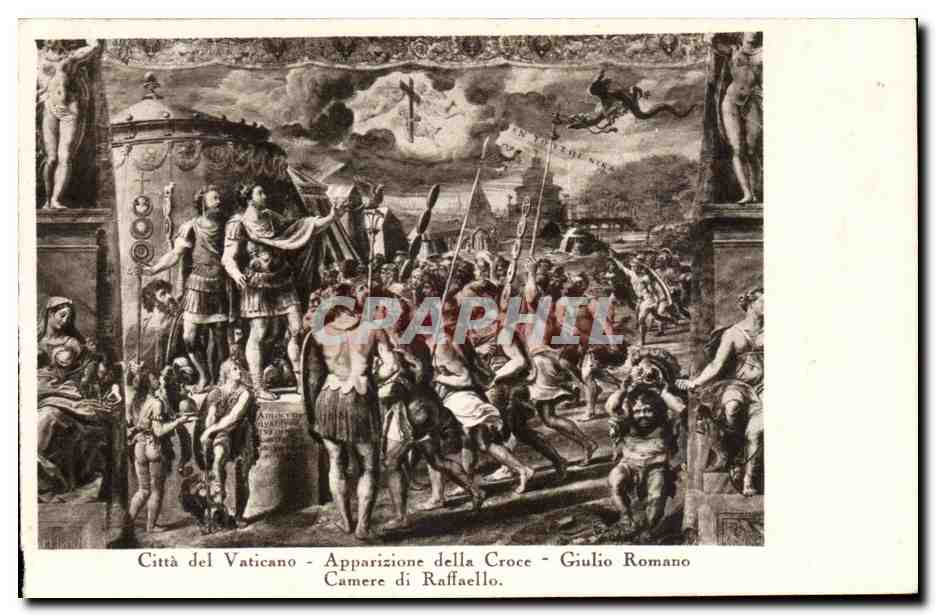 CPA Citta del Vaticano Apparizione della CRoce Giulio Romano Camere di Raffaello