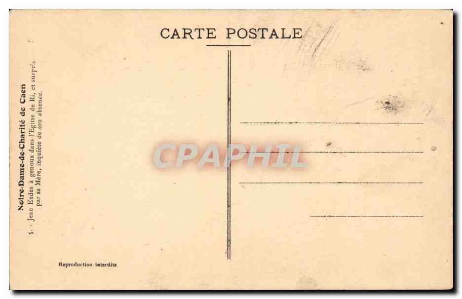CPA Notre Dame de Charite de Caen Jean Eudes a genoux dans l'eglise de Ri — Verso