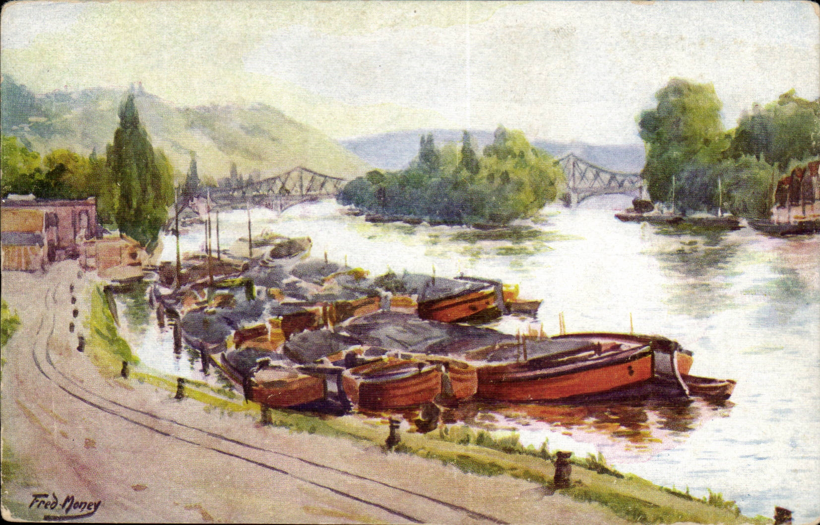 CPA Les sites de France par Fred money Rouen Les quais et nouveau pont des anglais