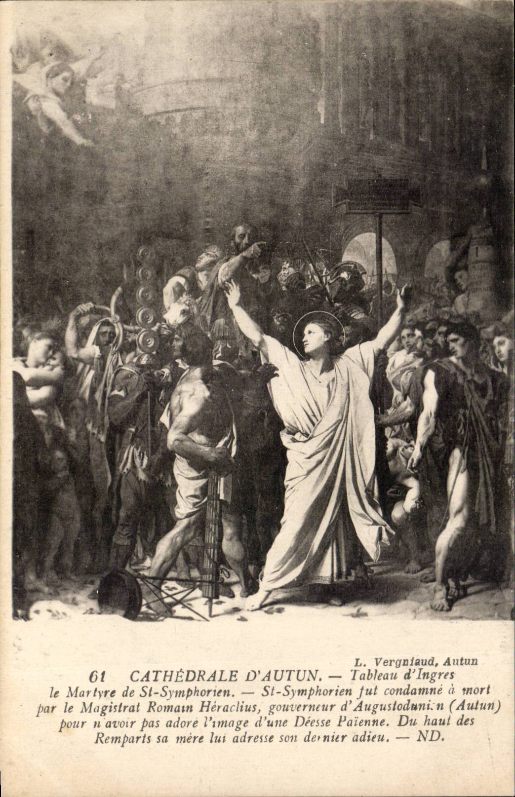 CPA Cathedrale d'Autun Tableau d'Ingres La martyre de St Symphorien