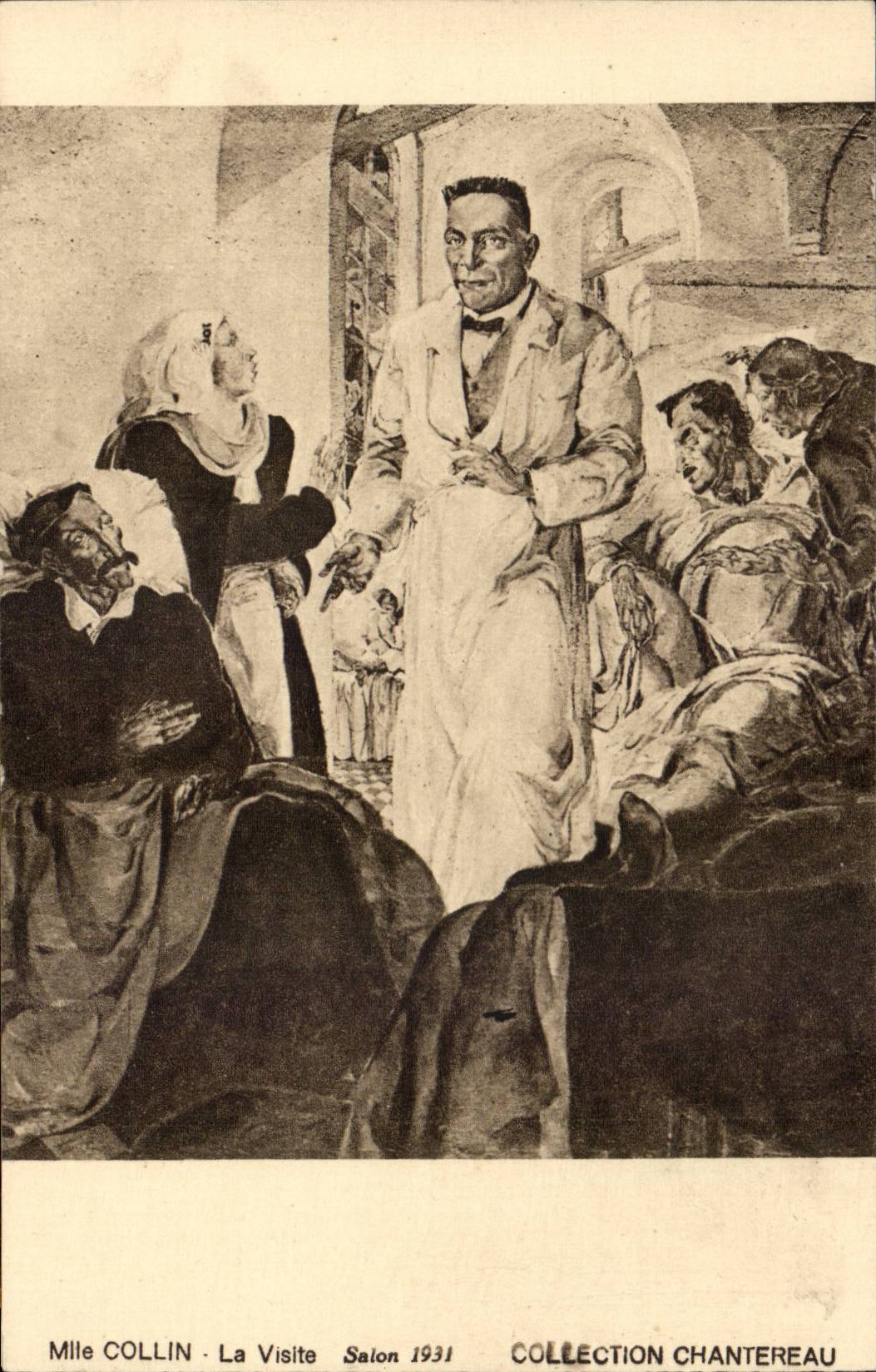 CPA Mlle Collin La visite SAlon 1931 (docteur)