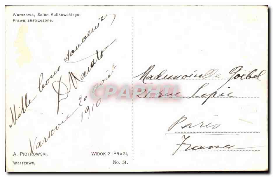 CPA Salon Kullkowsklego Piotrowski  — Rückseite