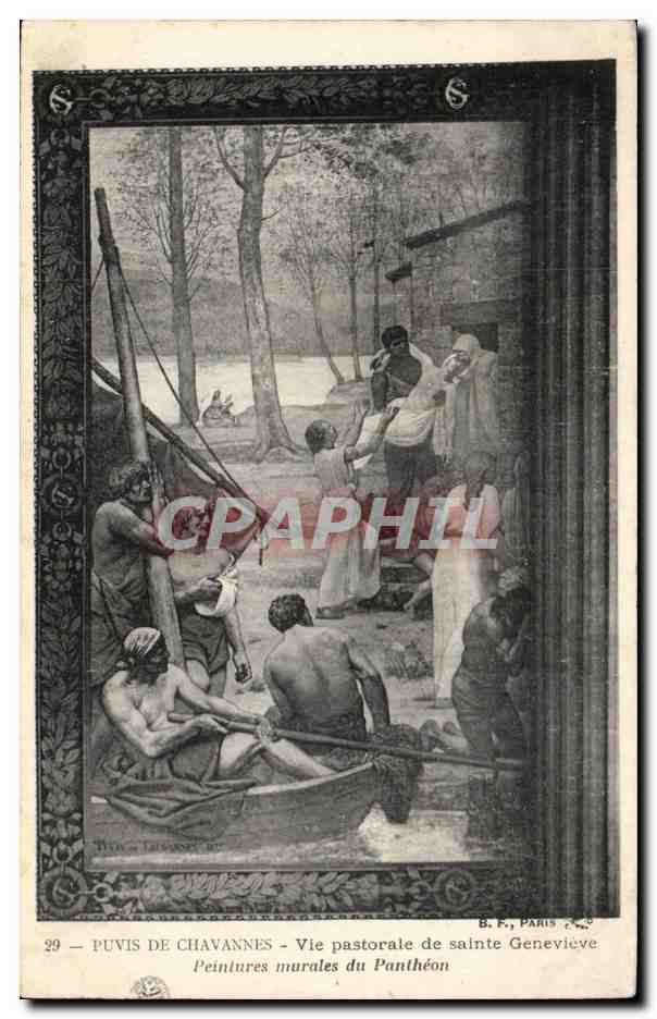 CPA Peinture Puvis de Chavannes Vie pastorale de Sainte Genevieve Peintures murales du Pantheon