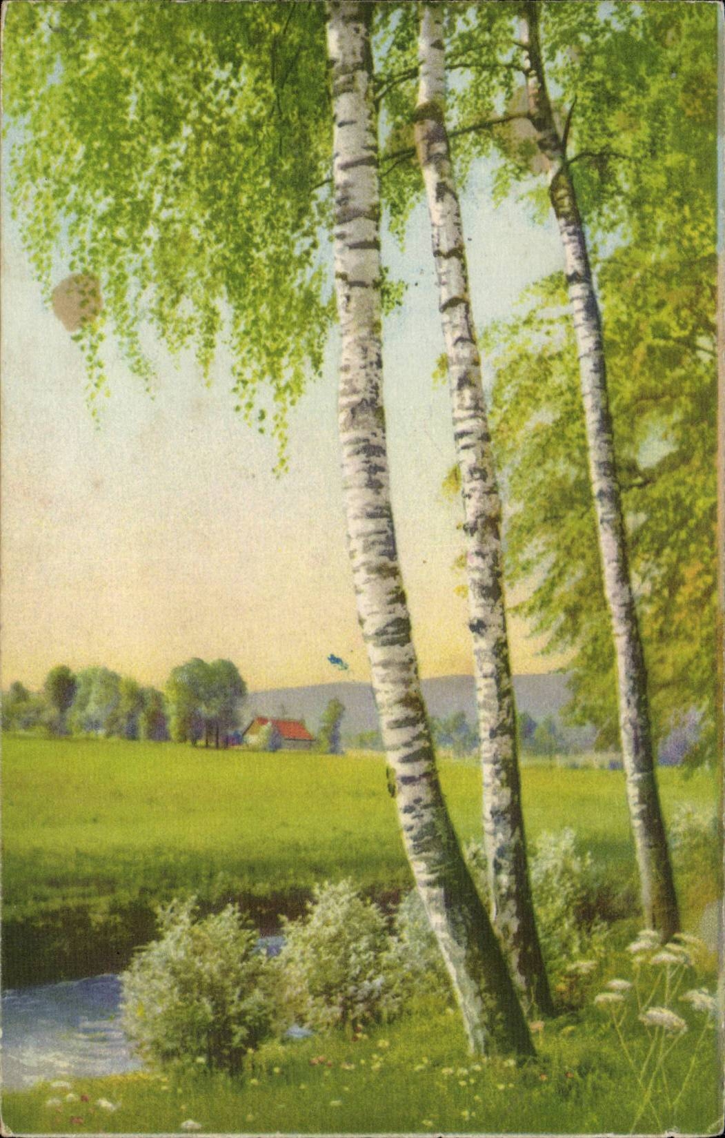 CPA Peinture Au bord de la riviere