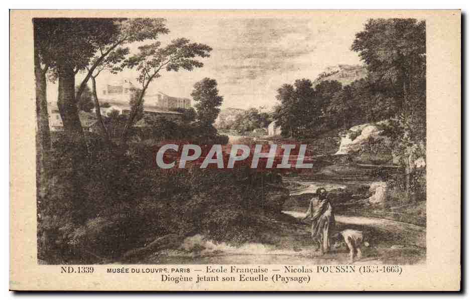 Arts - Tableau - Musee du Louvre - Ecole Francaise Nicolas Poussin - Diogene jetant son Ecuelle - CPA 