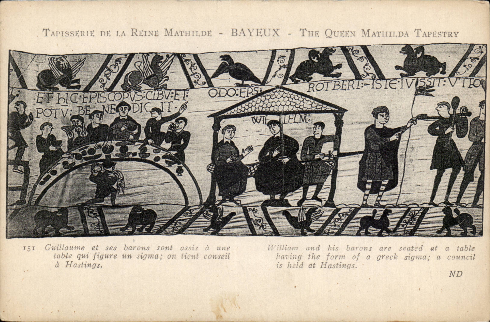 Tapisserie de la Reine Mathilde - Bayeux - The Queen Mathilda Tapestry — scène du conseil de Guillaume à Hastings — éditeur ND