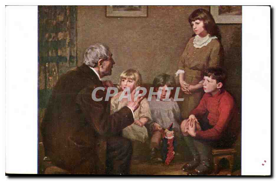 Arts - Tableau - Cyprien Boulot - Grandfather's Stories - Enfants - Grand pere - Salon de Paris - CPA 