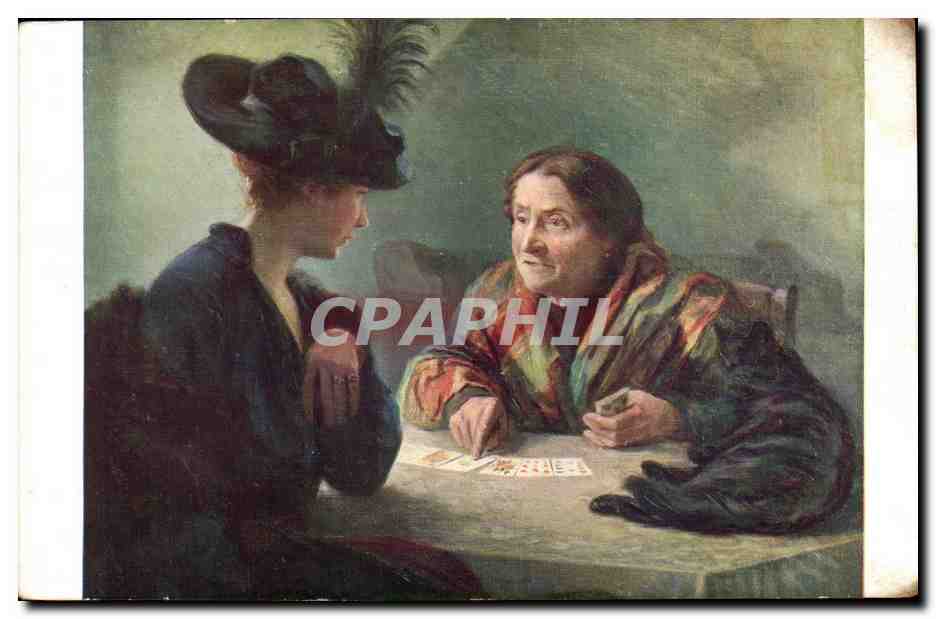 Arts - Tableau - A Renault - Cartomancienne - The fate in the cards - cartes - jeu - CPA 